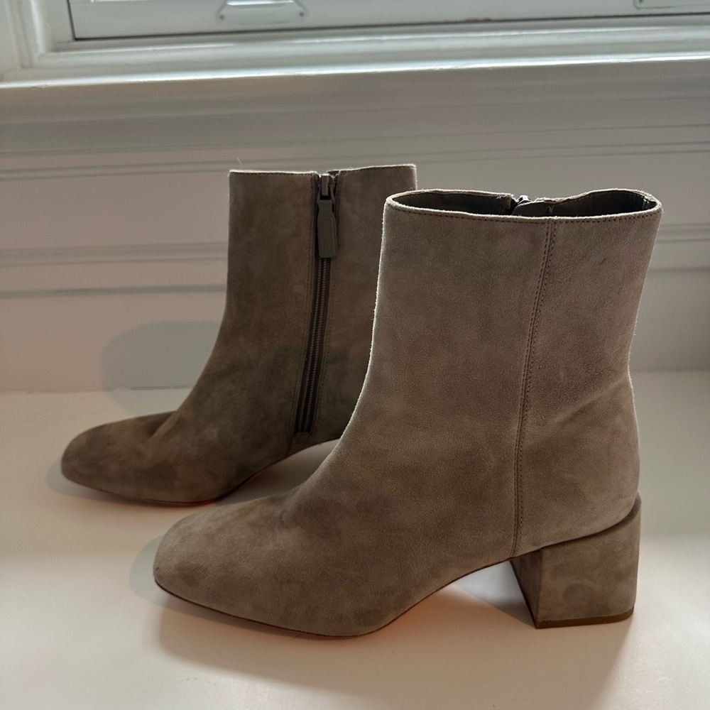 Vince Gray Suede Ankle Boots - 9